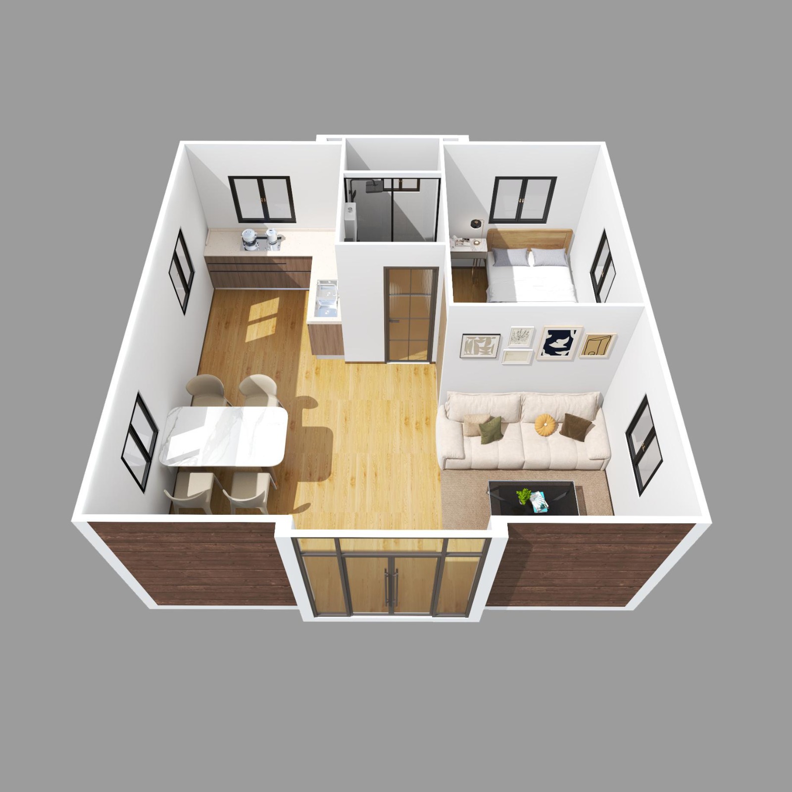 Mobilní dům se sprchou, kuchyní a WC – ihned k použití